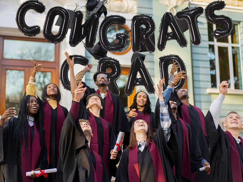 KALOR 16 Inch Black Congrats Grad Banner Balloons, Black Congrats Grad Letters Sign, Graduation Decorations 2025 for Congrats Grad Party Decorations 2025 - Image 5